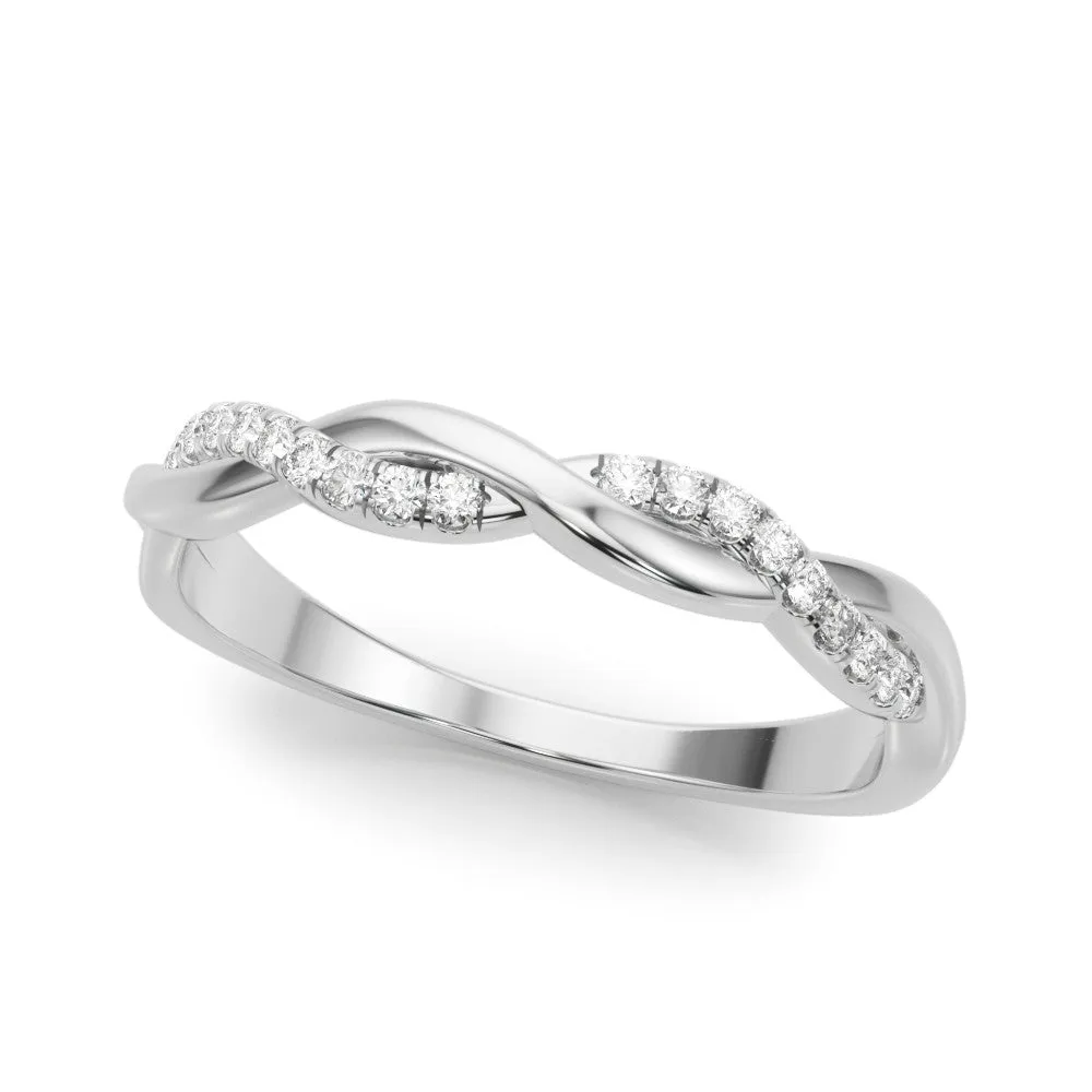 Twisted Pave Round Diamond Infinity Band with Shared Prong Setting White gold