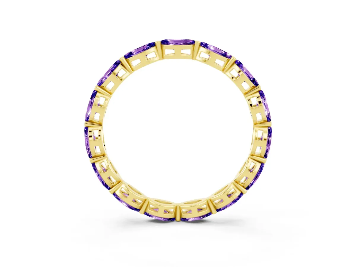 Marquise Tanzanite Eternity Band with U-Prong Setting Yellow gold