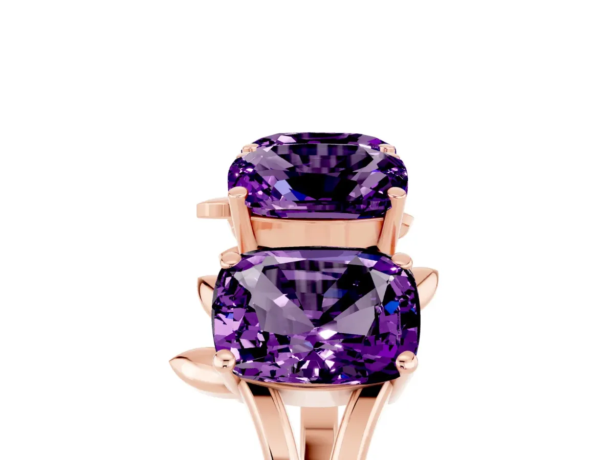 Emerald Cut Amethyst Prong-Set Half Eternity Band Rose gold