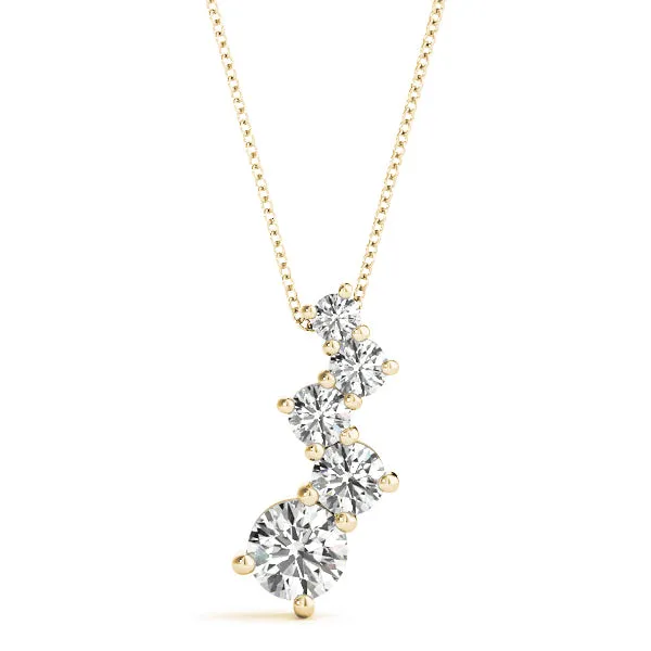 Prong-Set Round Diamond Graduated Pendant Yellow gold
