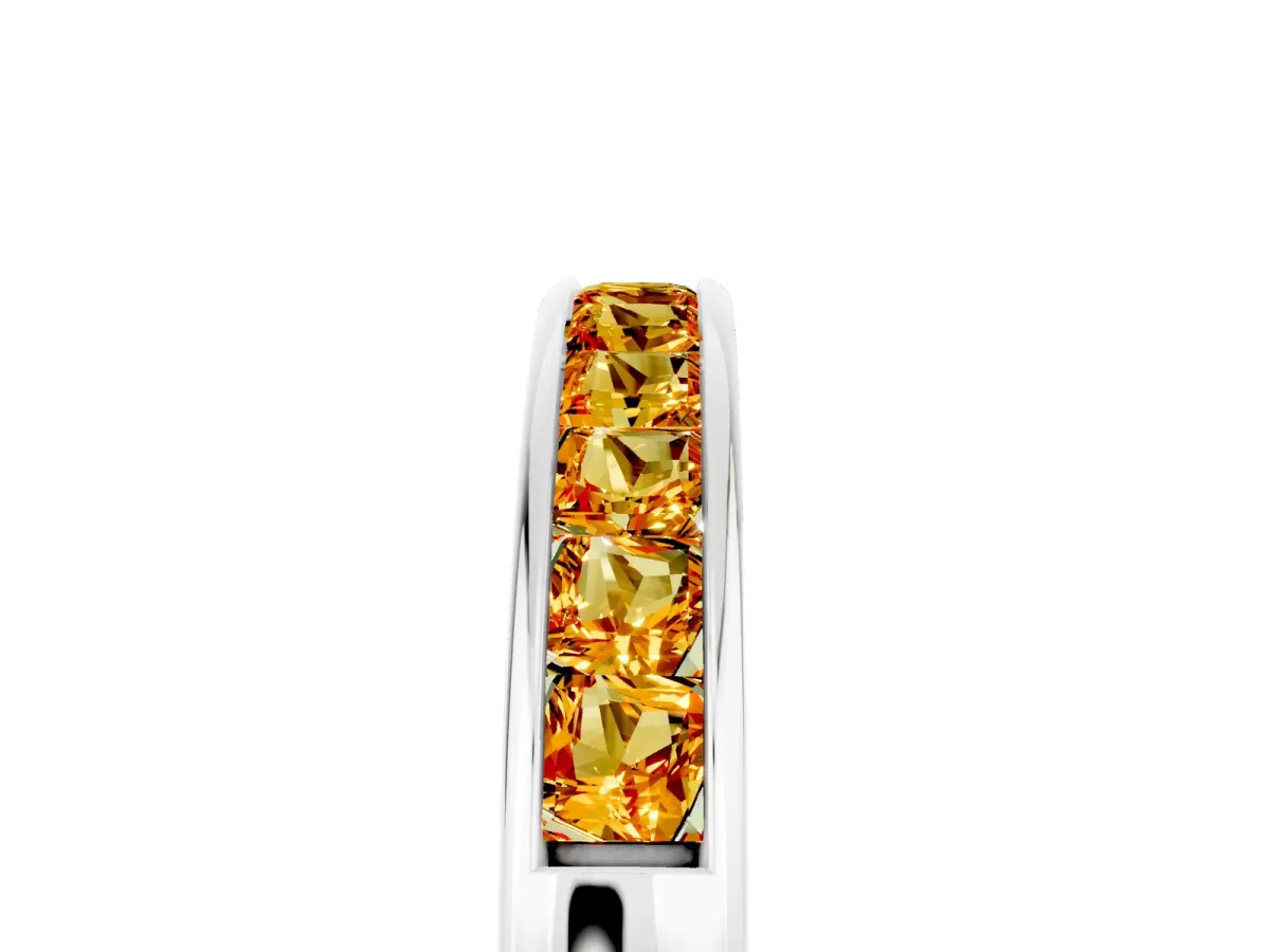 Channel Set Princess Cut Citrine Eternity Band White gold