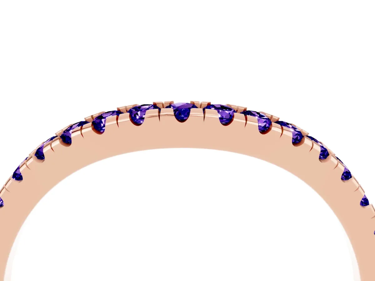 Tanzanite Pavé Curved Wedding Band Rose gold