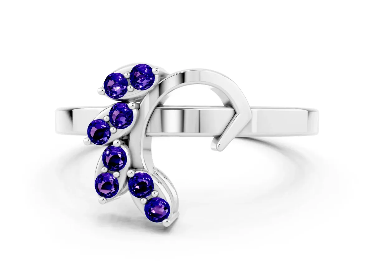 Marquise Tanzanite Cluster Bypass Ring with Prong Setting White gold