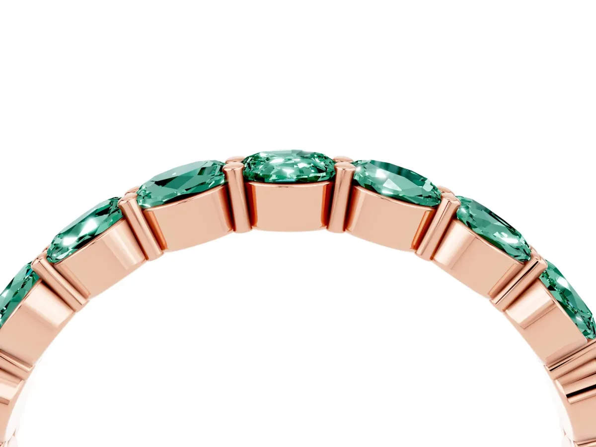 Round Green Sapphire Eternity Band with U-Prong Setting Rose gold