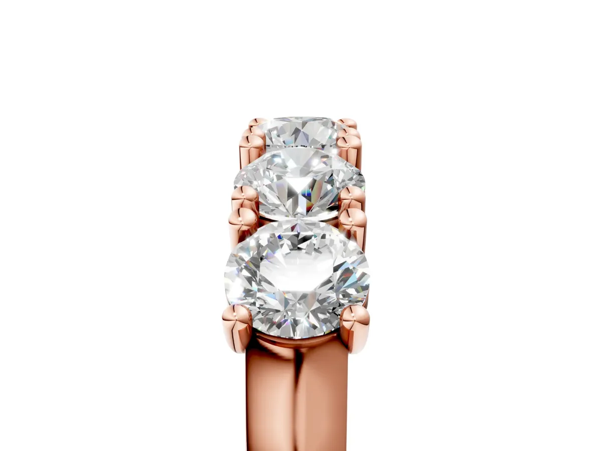 Five-Stone Round Diamond Prong-Set White Gold Band Rose gold