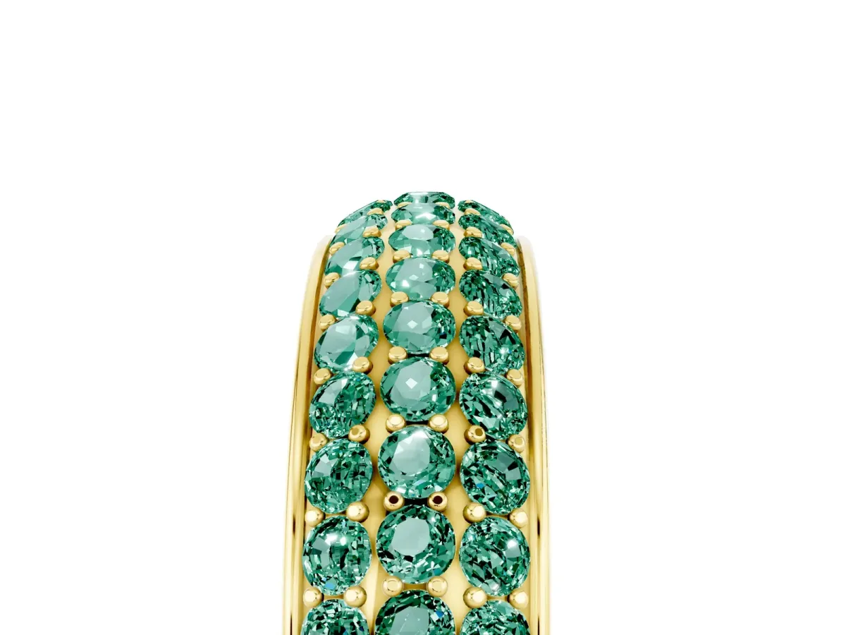 Three-Row Round Green Sapphire Eternity Band with Shared Prong Setting Yellow gold