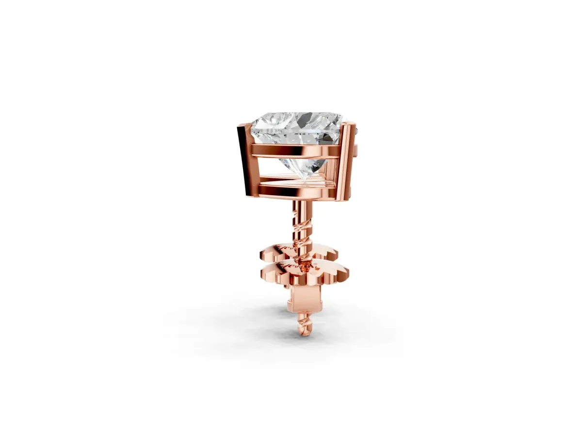Heart Cut Diamond Stud Earrings Rose gold