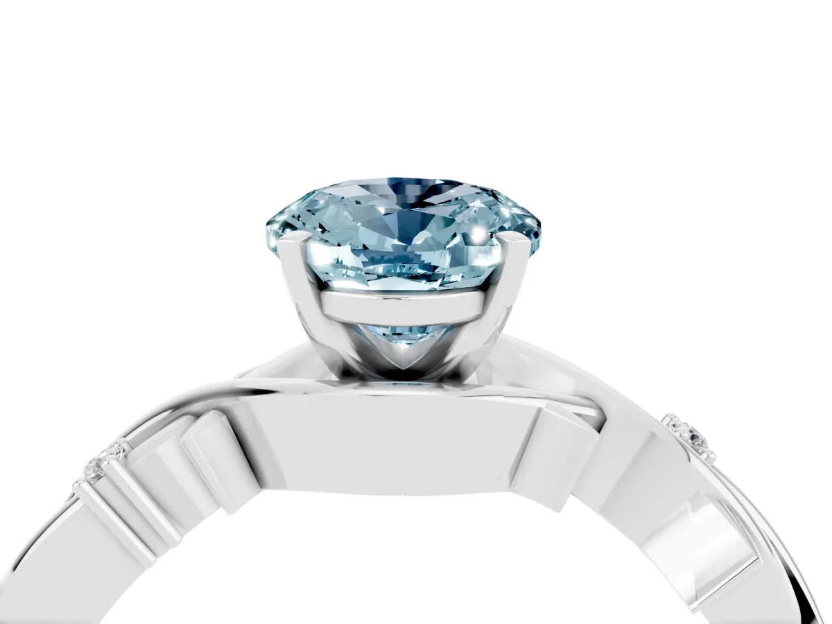 Oval Cut Aquamarine Solitaire Ring with Twisted Band and Prong Setting Silver