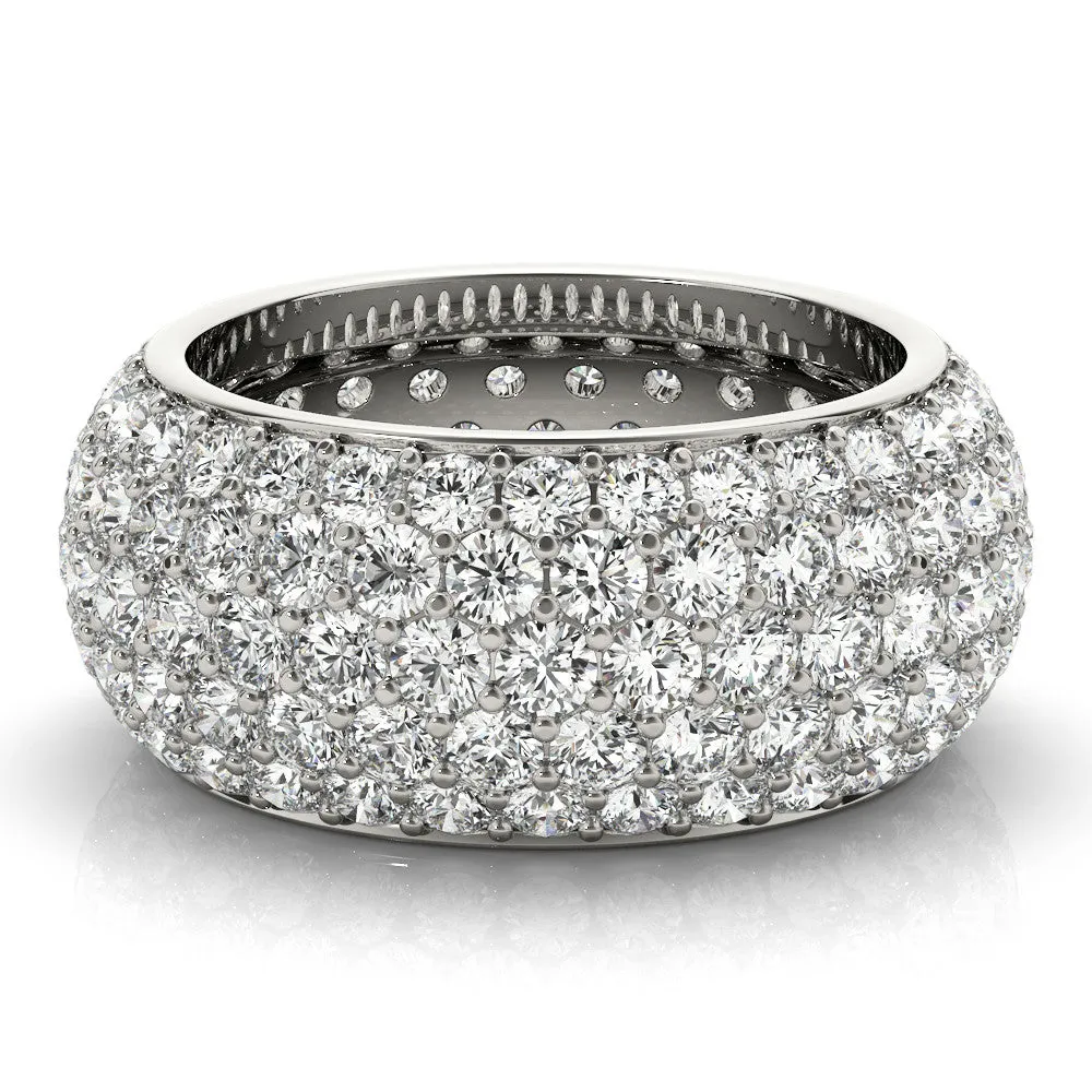 Pavé Round Diamond Wide Band with Micro-Prong Setting Silver