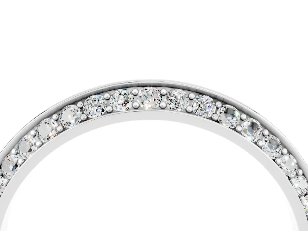 Double Row Pavé Round Moissanite Eternity Band with Channel Setting Platinum