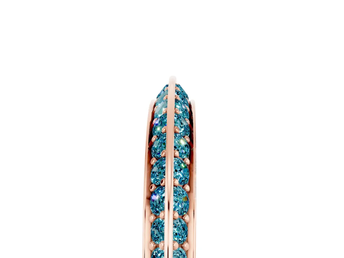 Double Row Pavé Round Blue Topaz Eternity Band with Channel Setting Rose gold