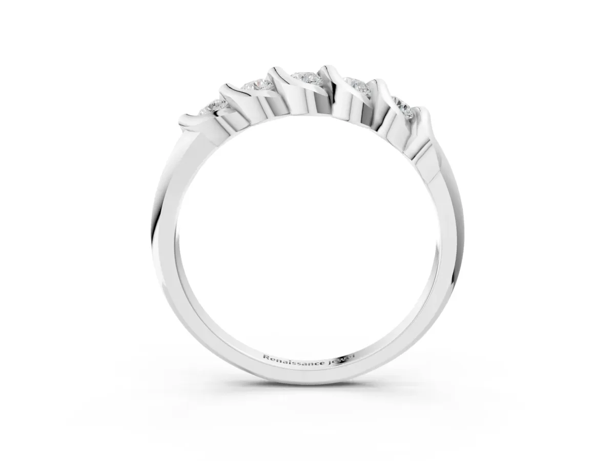 Round Diamond Eternity Band with Twist Prong Setting Platinum