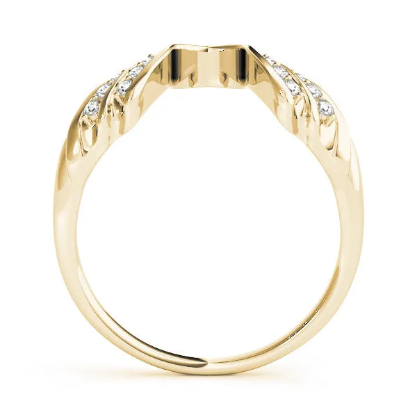 Round Diamond Wave Bypass Band with Prong Setting Yellow gold