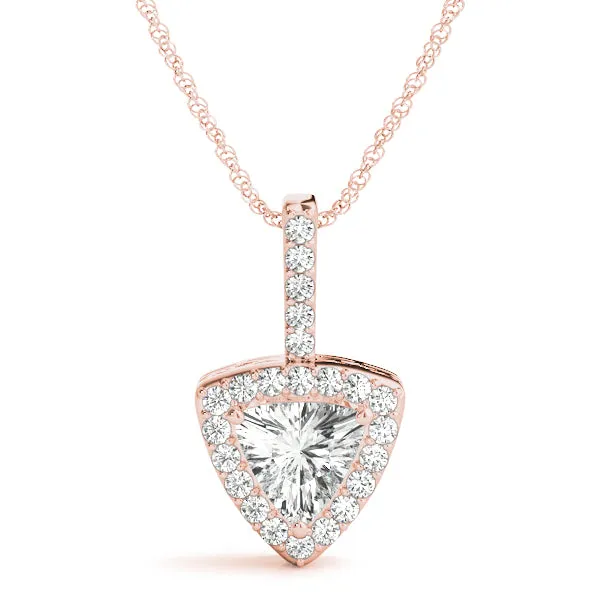 Halo Trillion Prong Pendant Rose gold