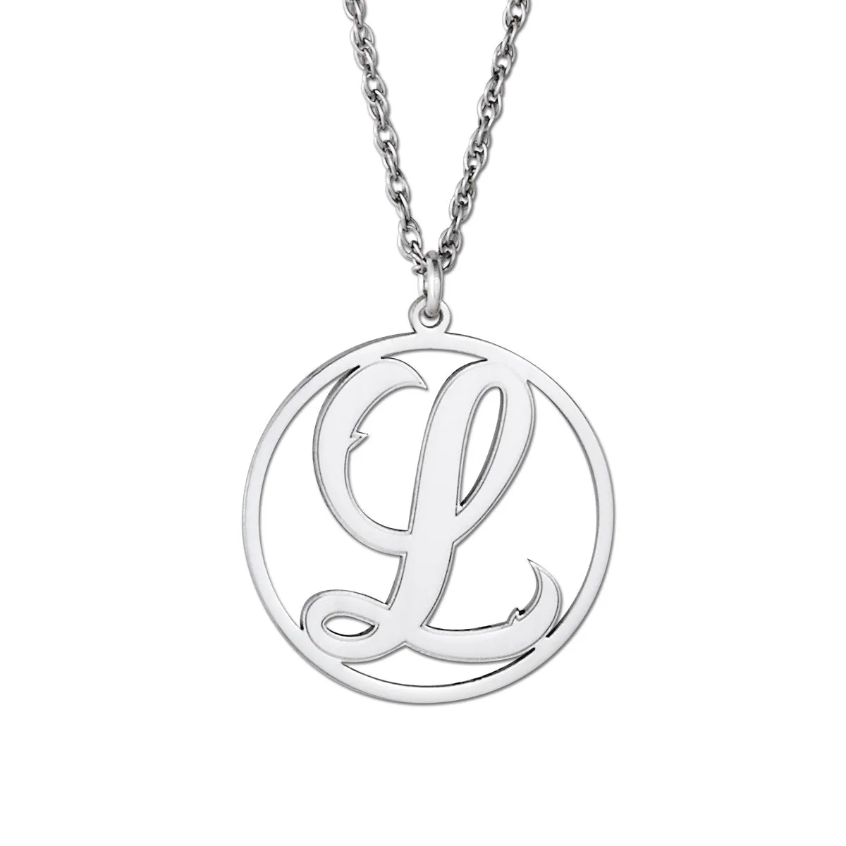 Gold and Silver Monogram Circle Pendant Silver