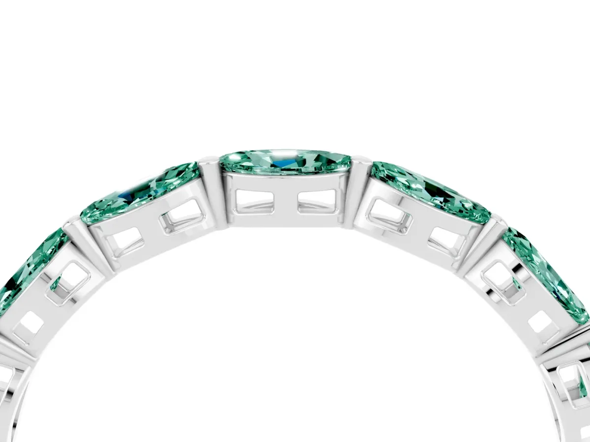 Marquise Green Sapphire Eternity Band with U-Prong Setting Silver