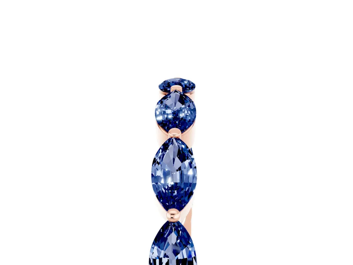 Marquise Blue Sapphire Half Eternity Band with Prong Setting Rose gold