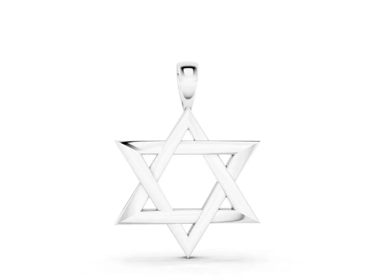 Silver Star of David Pendant White gold