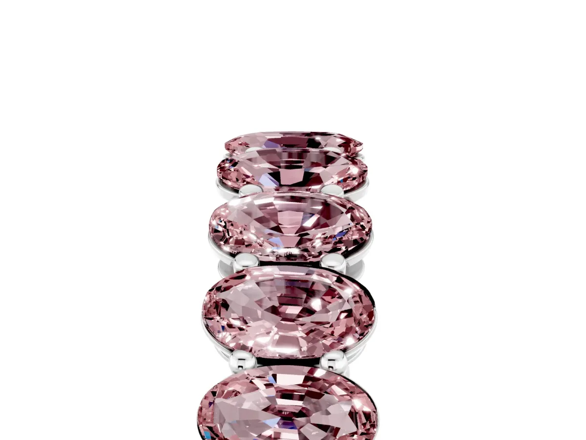 Oval Cut Morganite Eternity Band with Shared Prong Setting White gold