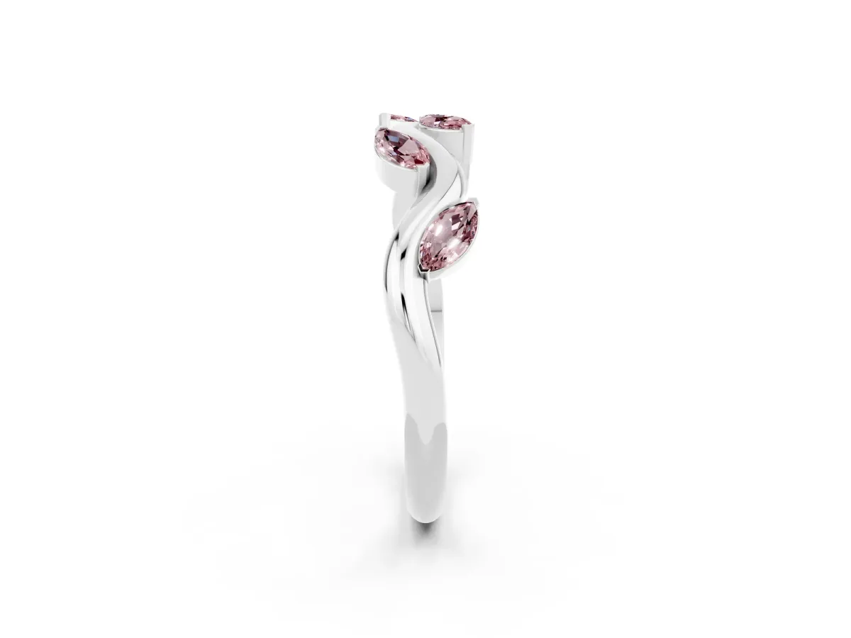 Marquise Morganite Twisted Band with Prong Setting Platinum