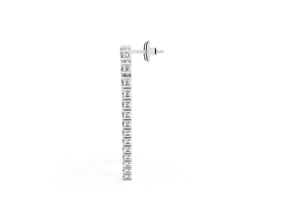 Round Diamond U-Shaped Drop Earrings Silver