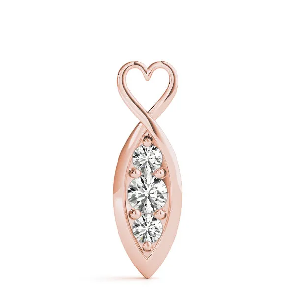 Infinity Heart Pendant with Round Diamond Prong Setting Rose gold