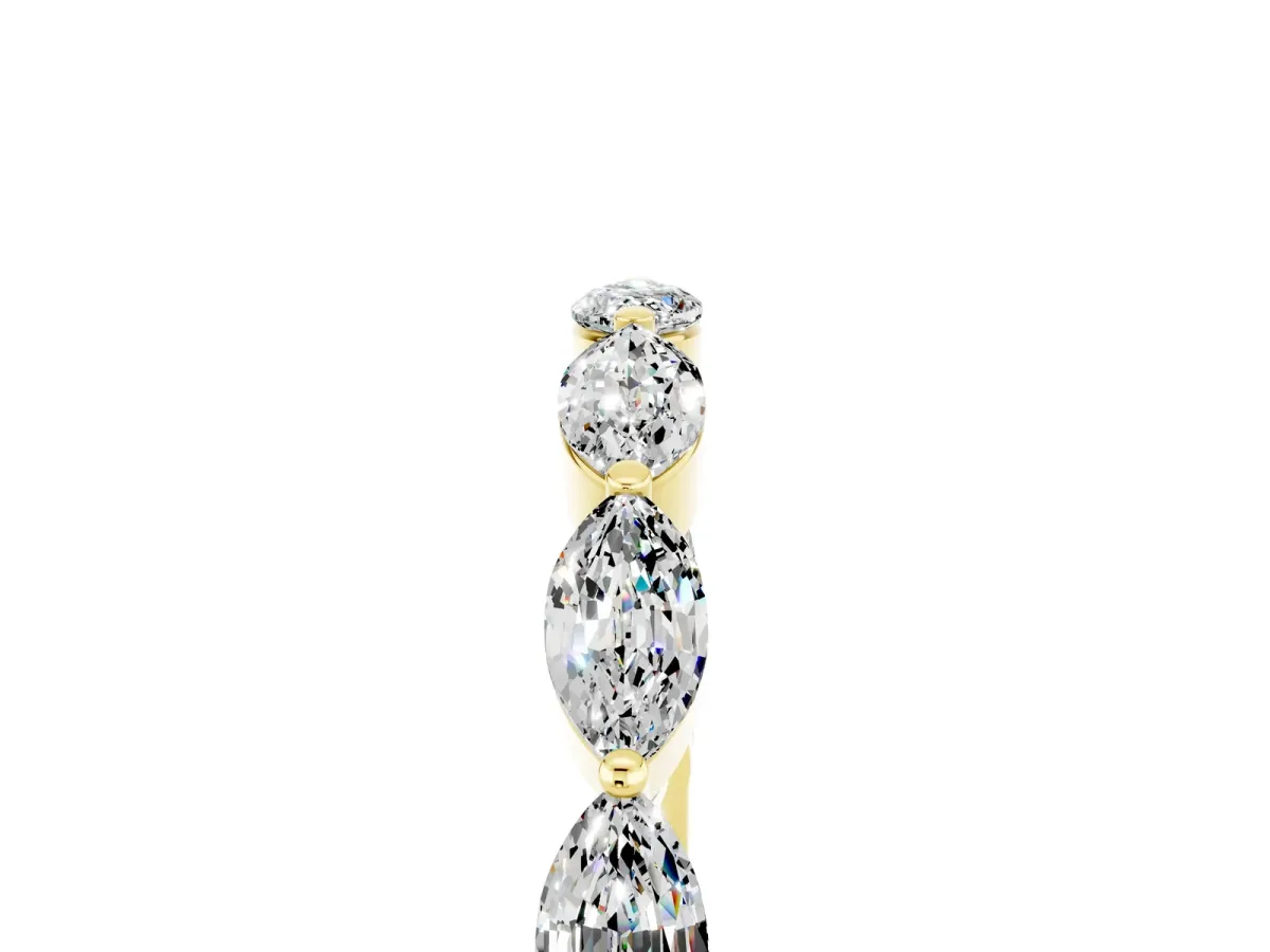 Marquise Moissanite Half Eternity Band with Prong Setting Yellow gold