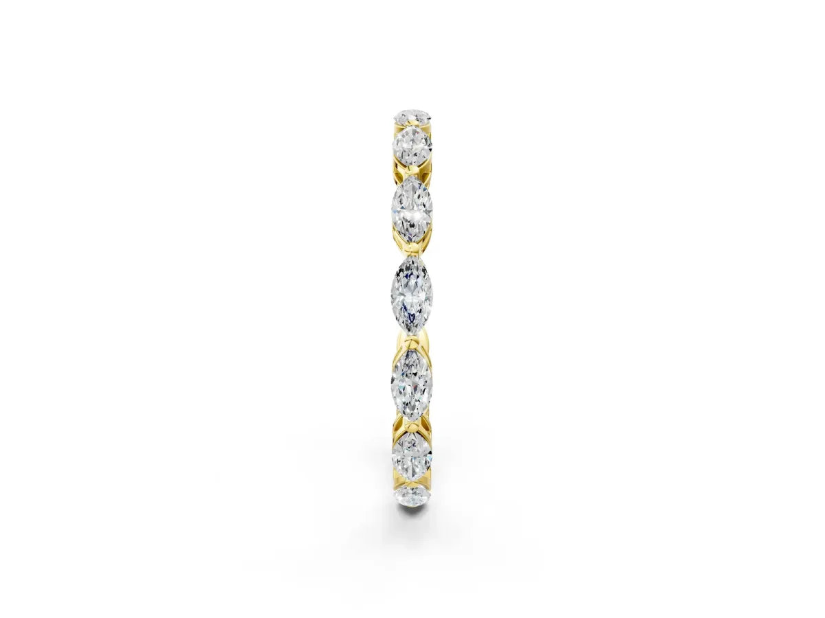 Marquise Diamond Eternity Band with U-Prong Setting Yellow gold