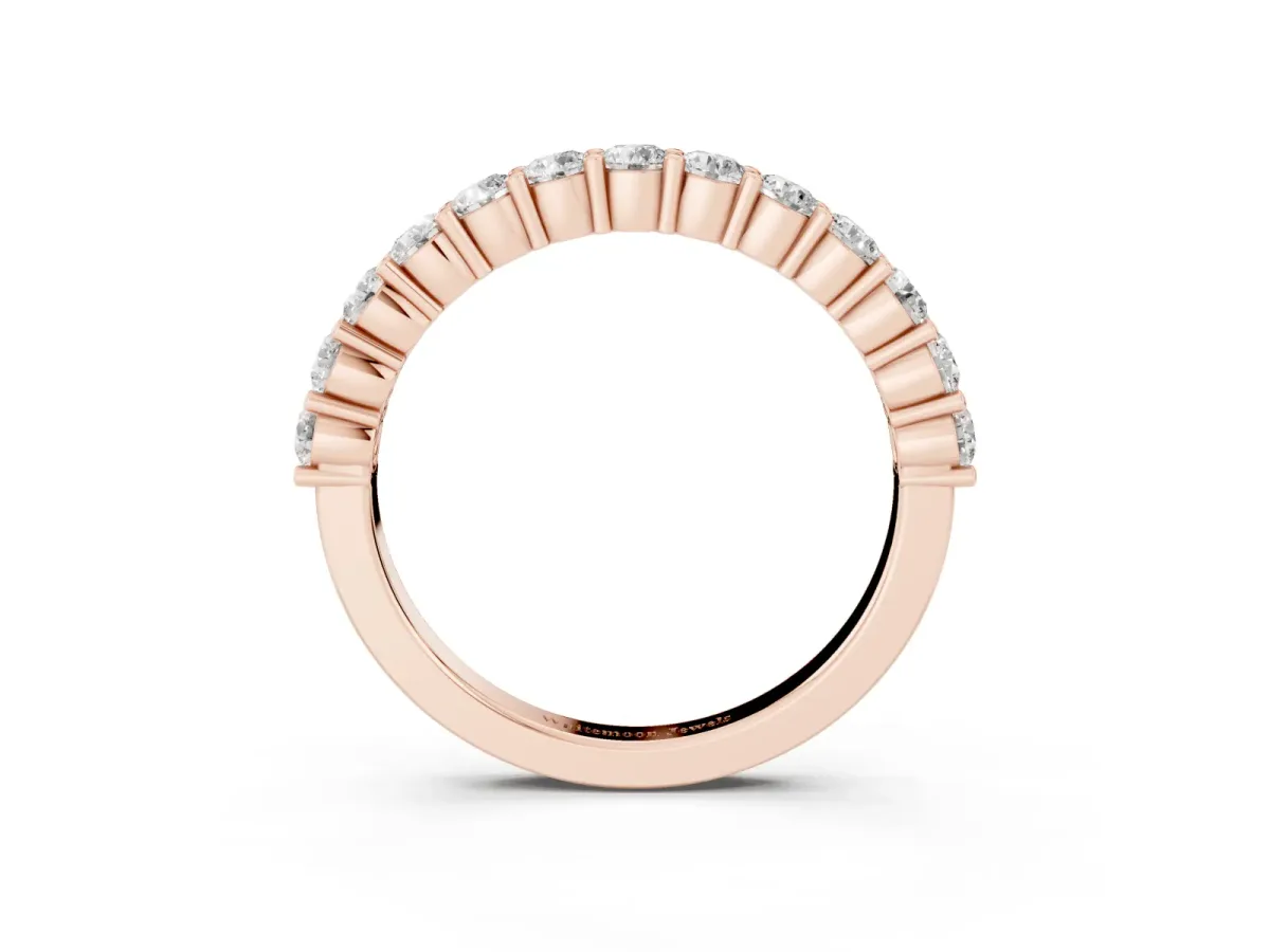 Alternating Round Diamond Promise Ring with Round Diamond Accents Rose gold