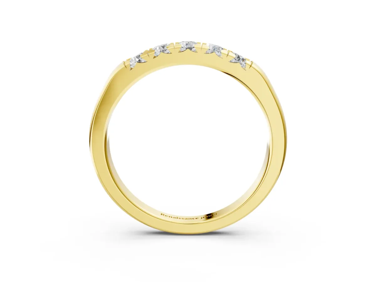 Round Diamond Channel Set Half Eternity Band Yellow gold