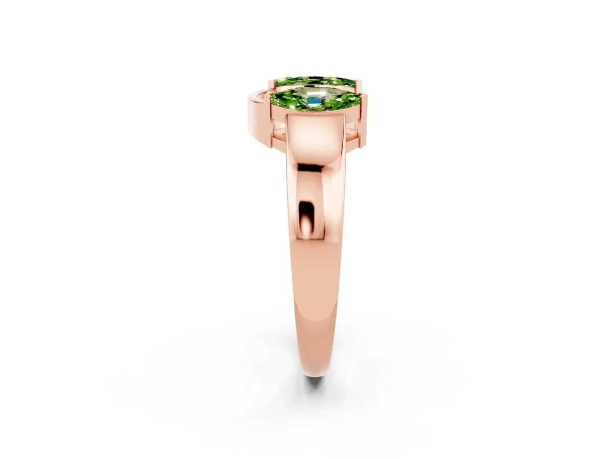 Marquise Peridot Open Band Ring with Tension Setting Rose gold