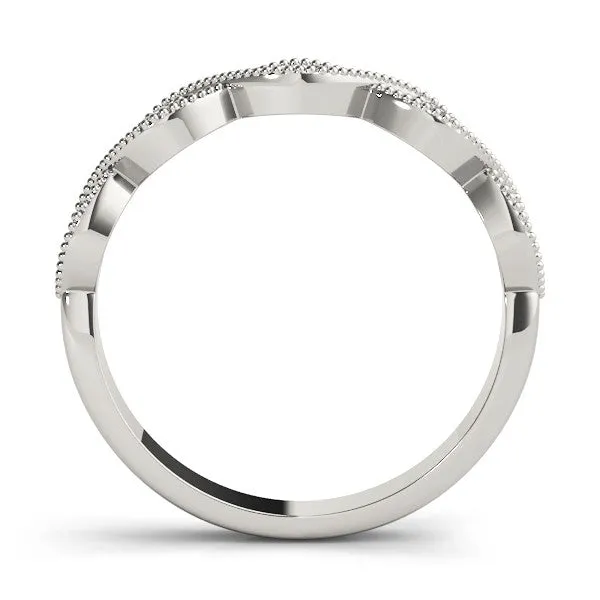 Milgrain Marquise Diamond Band with Round Cut Stones and Bezel Setting Silver
