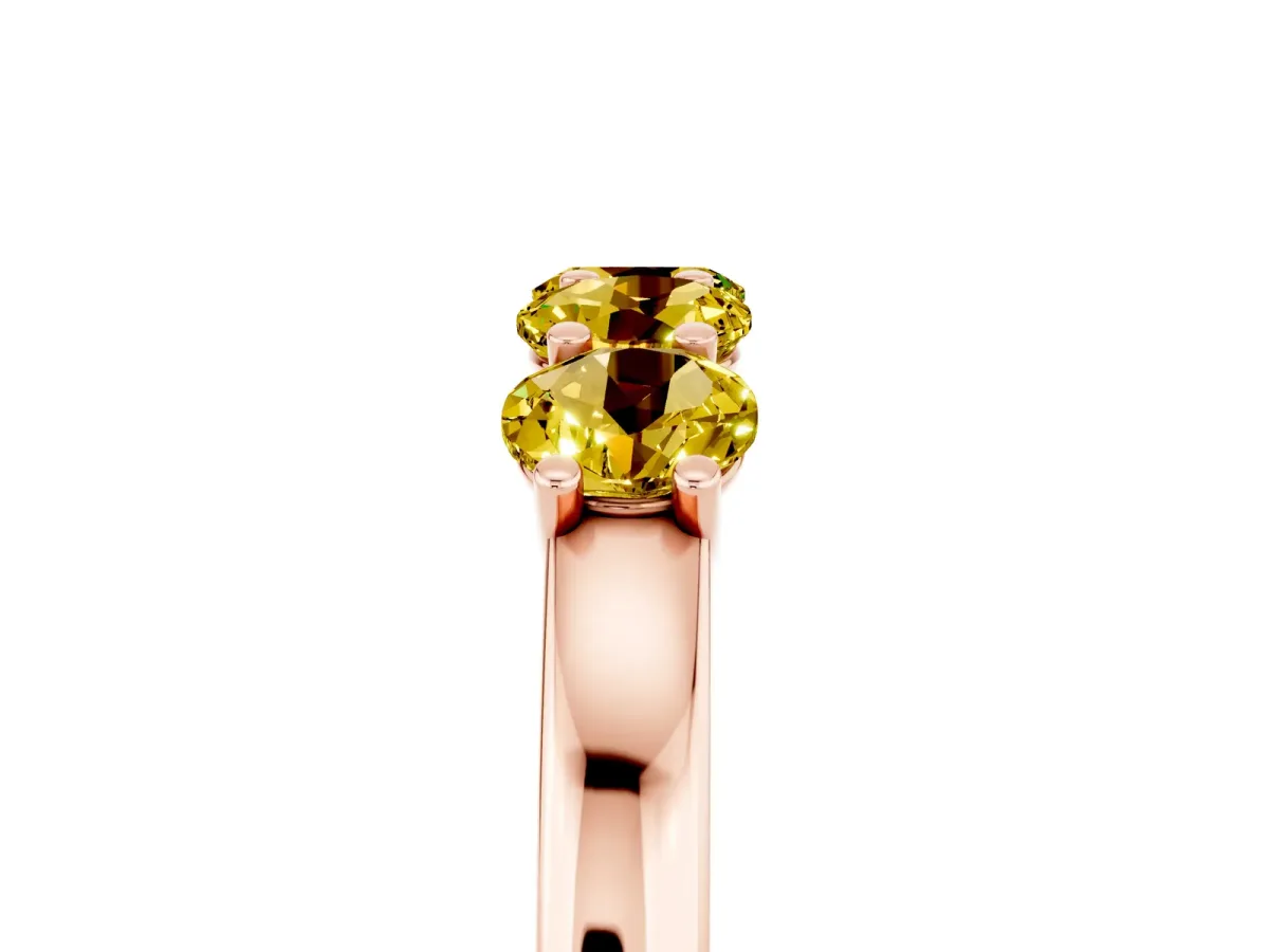 Four-Stone Round Yellow Sapphire Prong-Set Band Rose gold