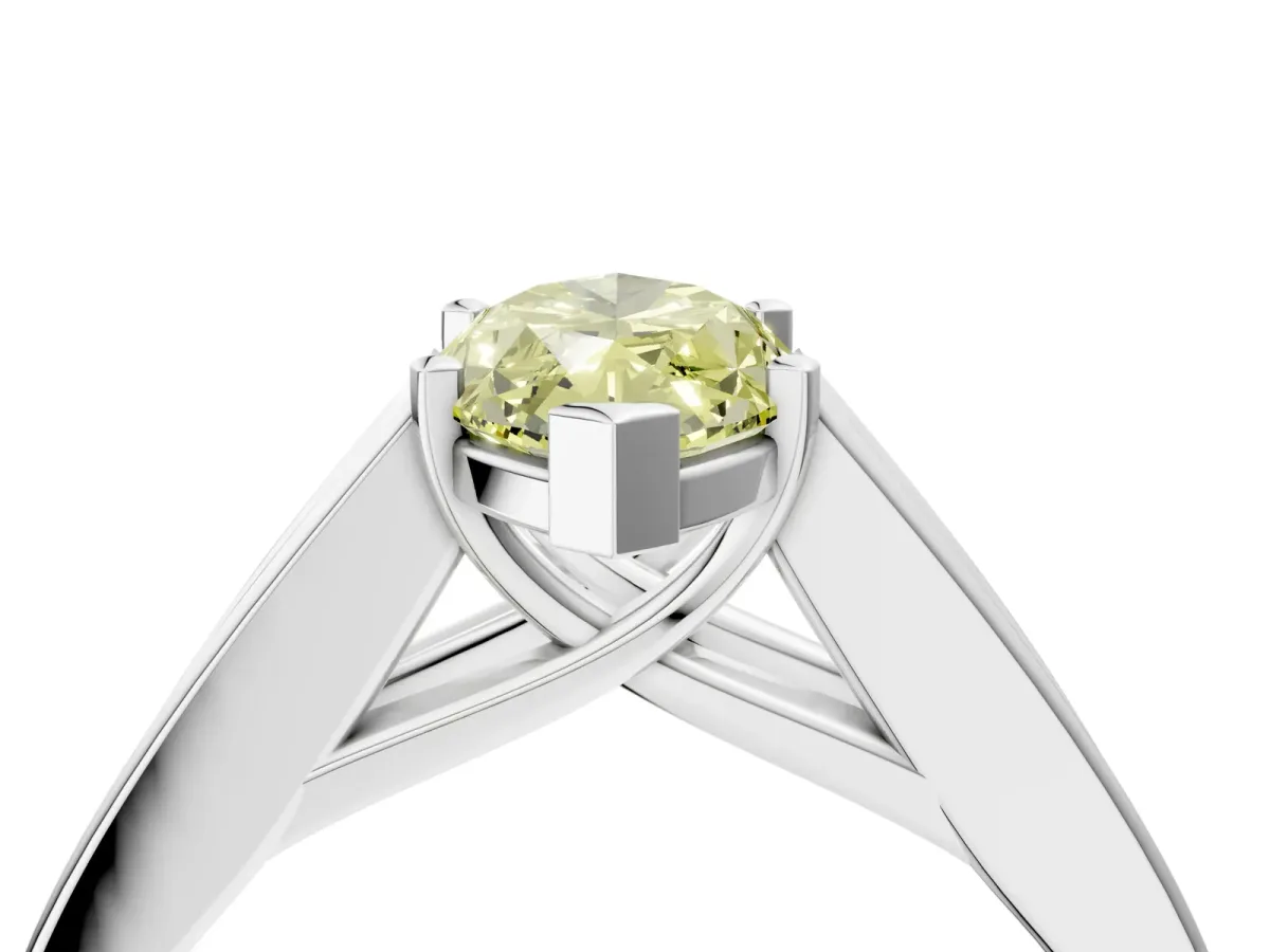 Fancy Yellow Marquise Cut Cut Channel Set Solitaire Ring with Four-Prong Setting Platinum