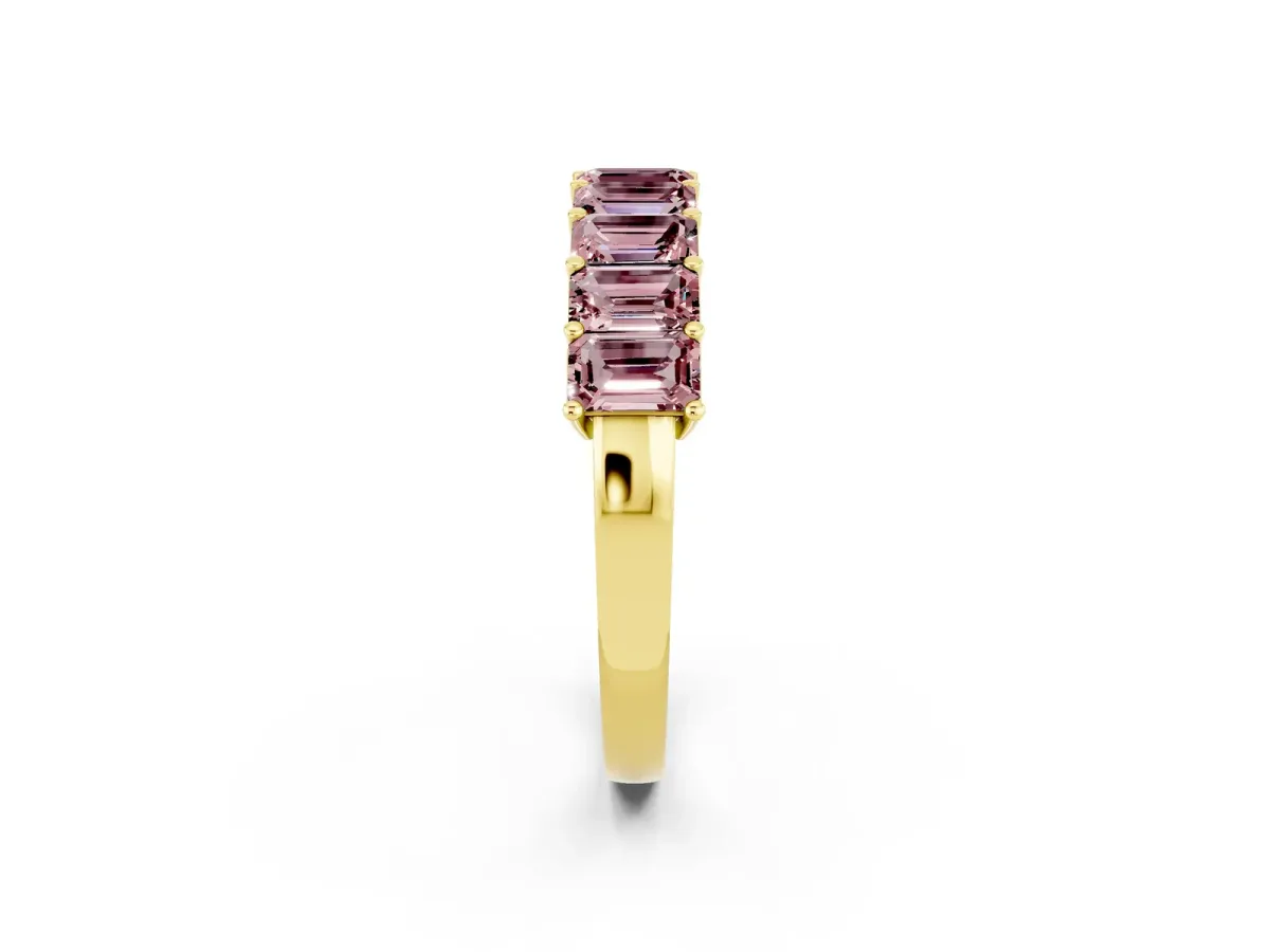 Emerald Cut Morganite Prong-Set Eternity Band Yellow gold