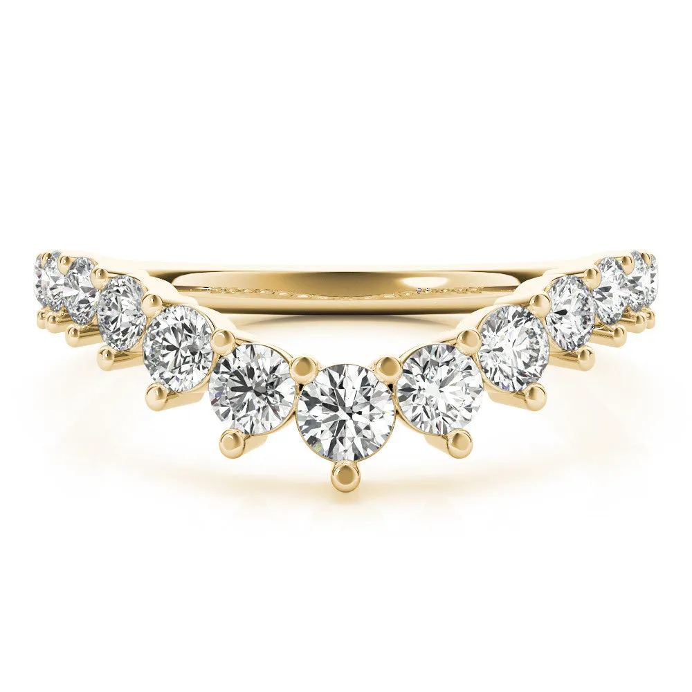 Round Diamond Prong Set White Gold Curved Band Yellow gold