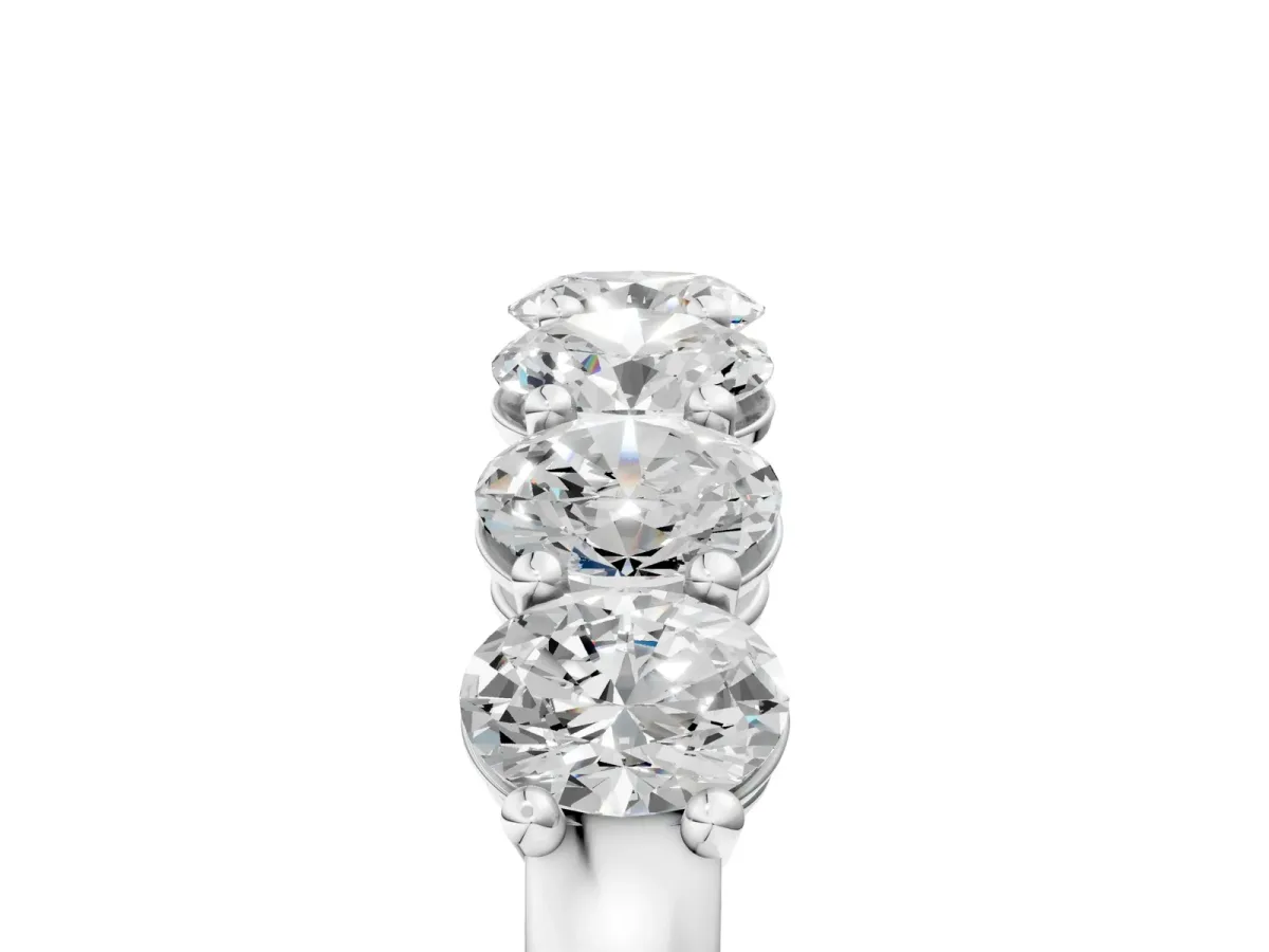 Oval Diamond Shared Prong Eternity Band White gold