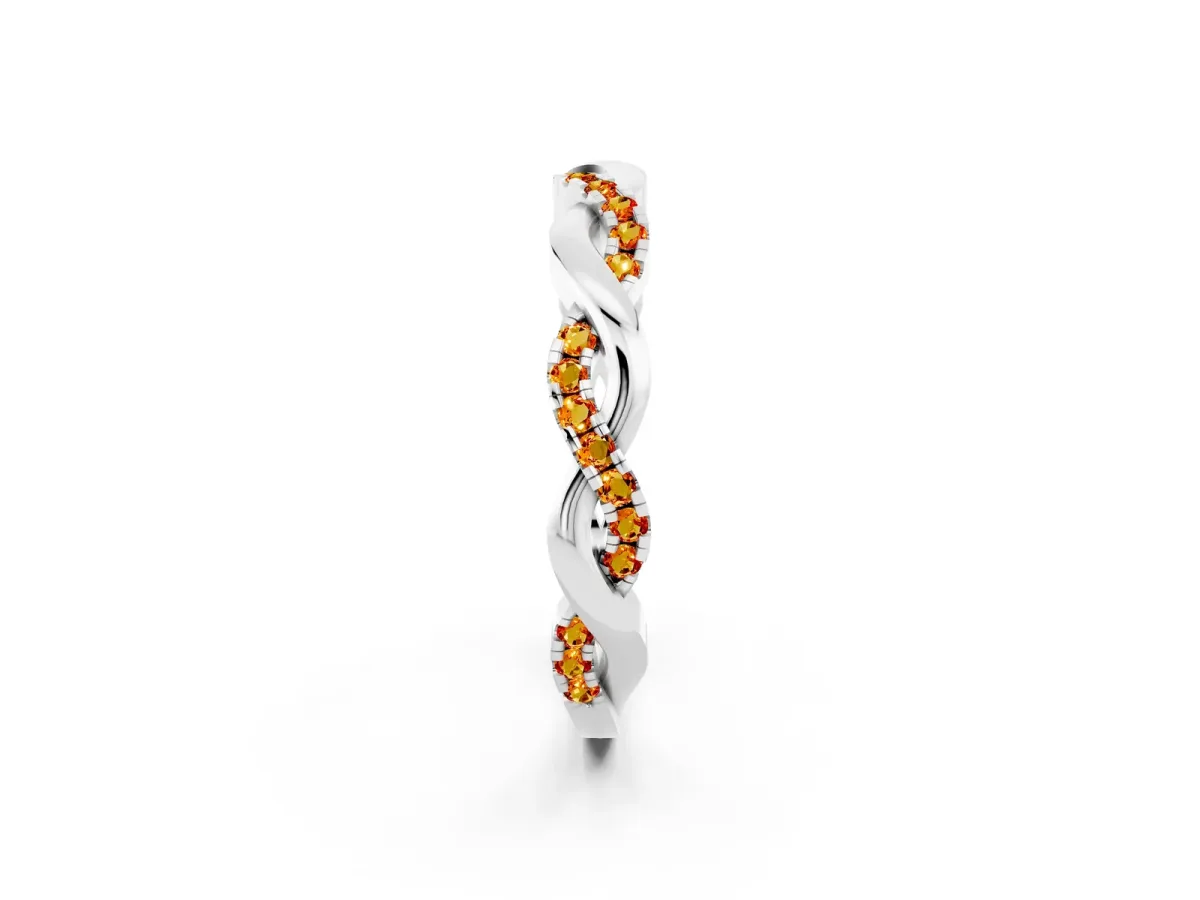 Round Citrine Twist Eternity Band with Pavé Setting Platinum