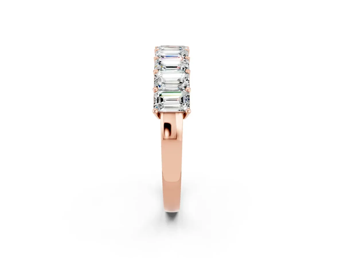 Emerald Cut Moissanite Prong-Set Eternity Band Rose gold