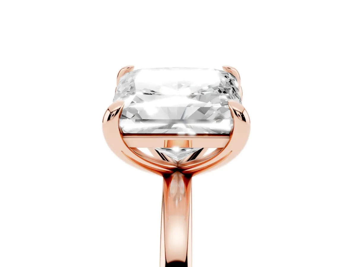 Radiant and Princess Toi Moi Ring with Prong Setting and Plain Band Rose gold