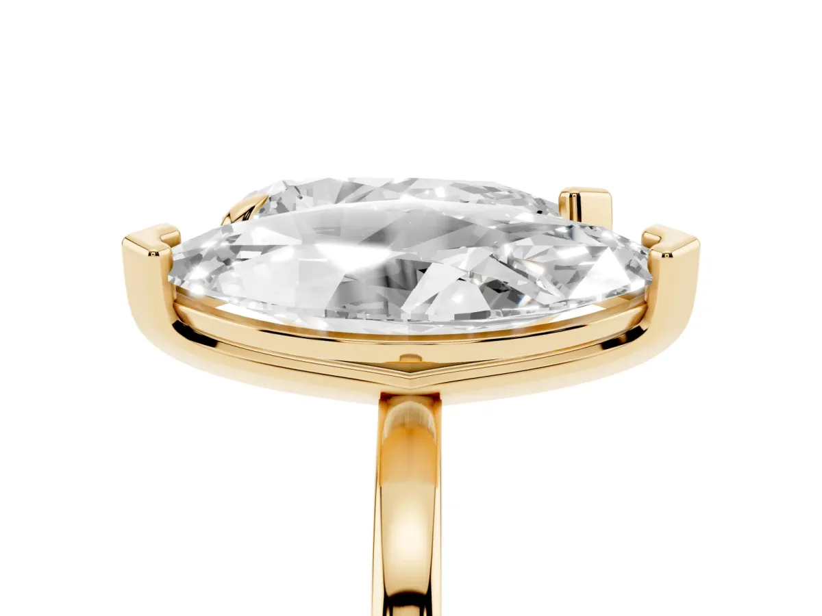 Pear and Marquise Toi Moi Ring with Prong Setting and Plain Band Yellow gold