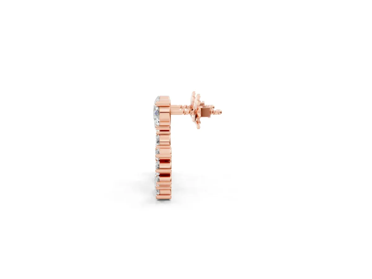 Round Diamond Hydrangea Bouquet Open Hoop Earrings Rose gold