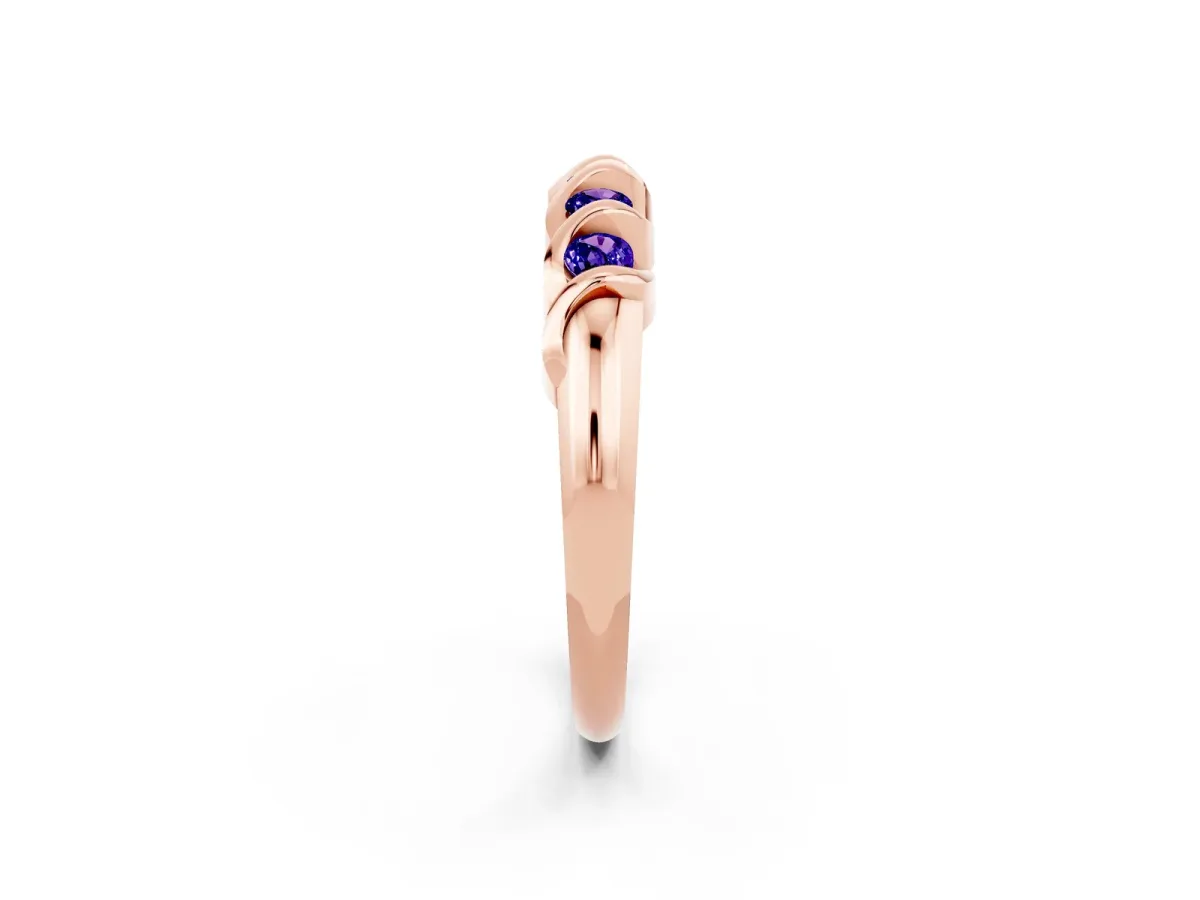 Round Tanzanite Eternity Band with Twist Prong Setting Rose gold