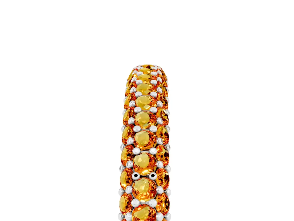 Round Citrine Pavé Eternity Band with Shared Prong Setting Platinum