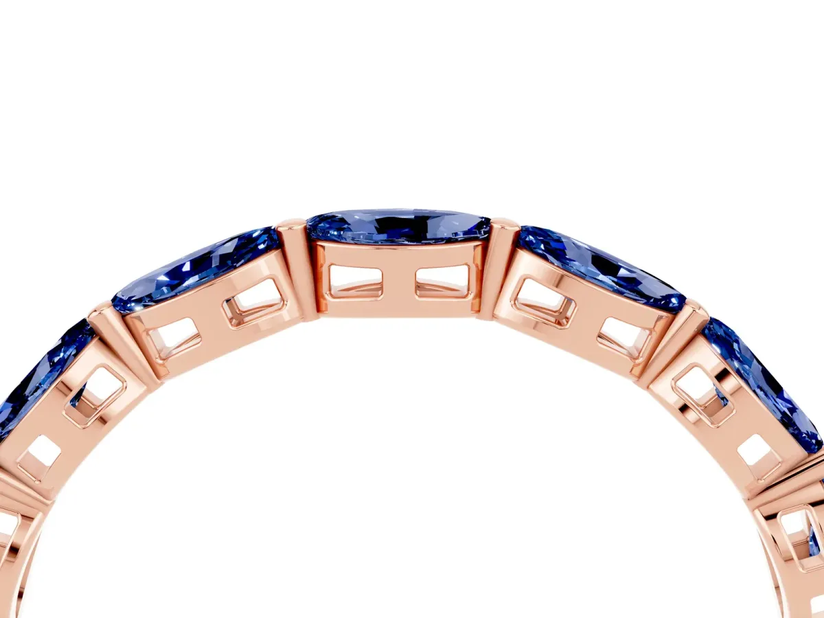 Marquise Blue Sapphire Eternity Band with U-Prong Setting Rose gold