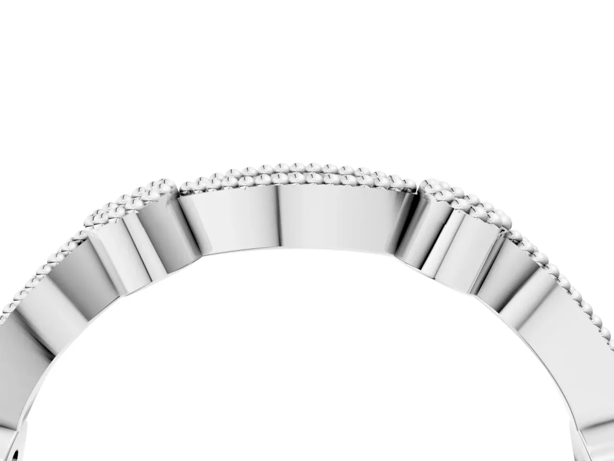 Milgrain Bezel and Marquise Diamond Band Silver