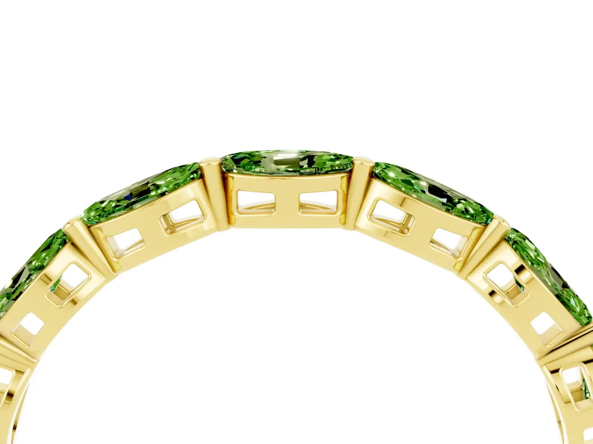 Marquise Peridot Eternity Band with U-Prong Setting Yellow gold