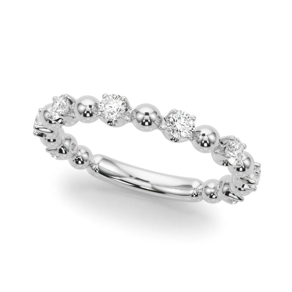 Round Bezel Set Diamond Eternity Band with Prong Setting Silver