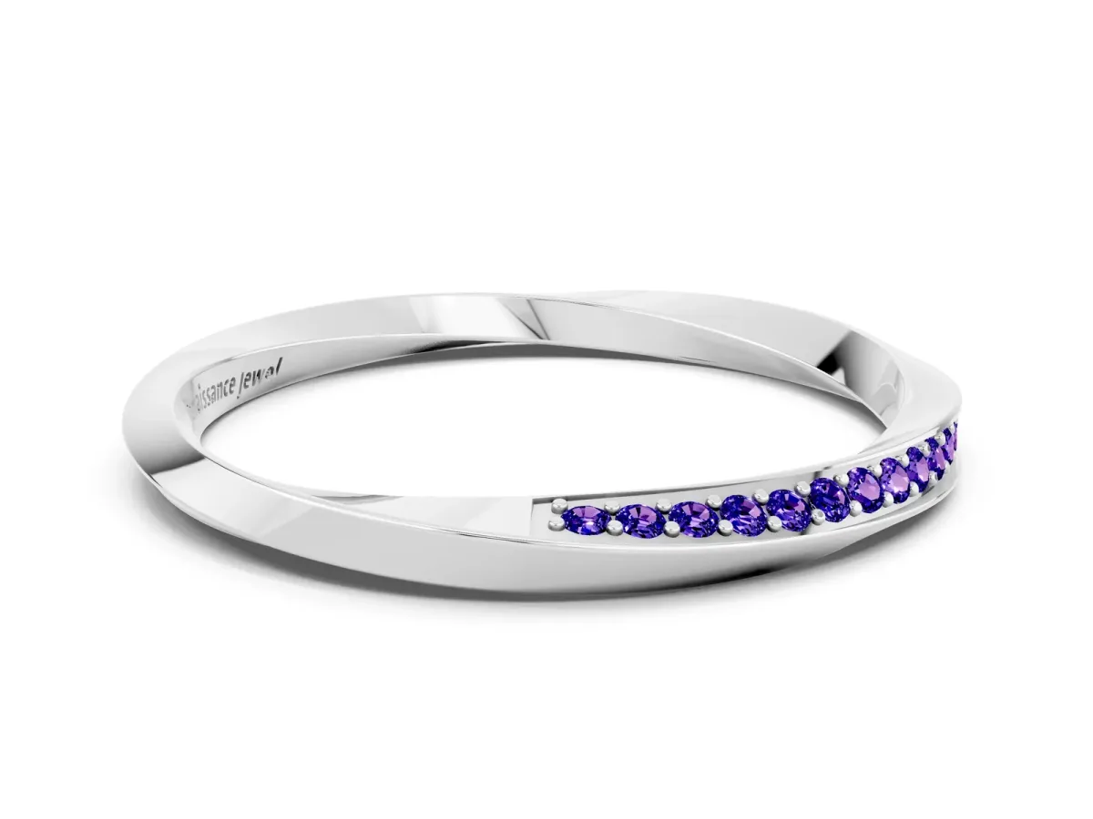 Pavé Round Tanzanite Twist Band White gold