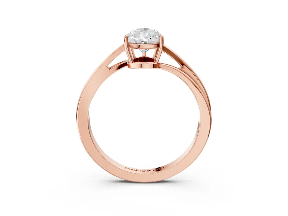 Pear Cut Cut Solitaire Twist Band Ring with Four-Prong Setting Rose gold